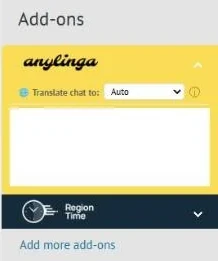 The AnyLinga panel is open in the lead record's widget column, with the “🌐 Translate chat to:” field set to “Auto”; this chat has no messages yet.